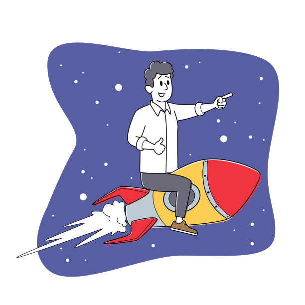 商人角色在太空中乘坐火箭飞行图片下载