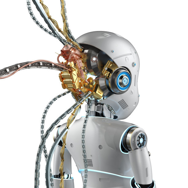 后视图机器人男孩与电线图片下载