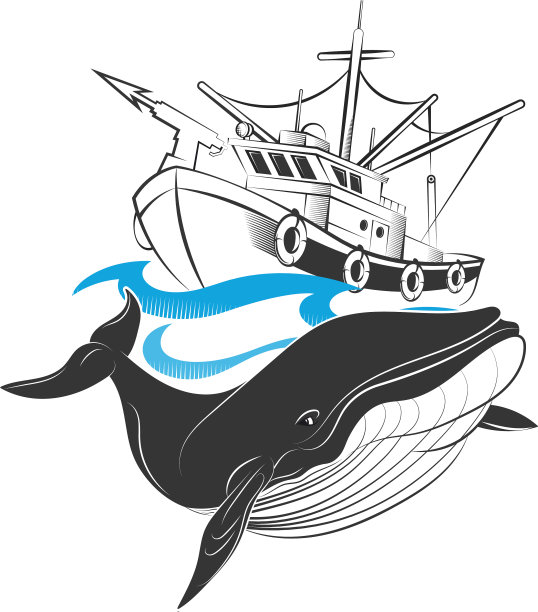 捕鲸船上的波浪和鲸鱼图片下载