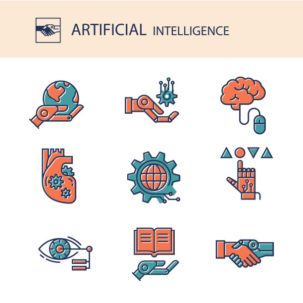 一套彩色的人工图标图片下载