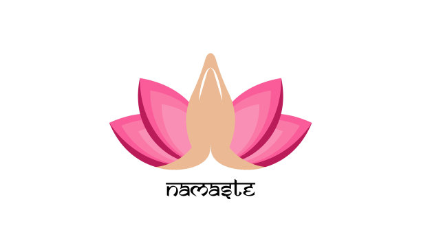 合十礼瑜伽标志模板图片下载