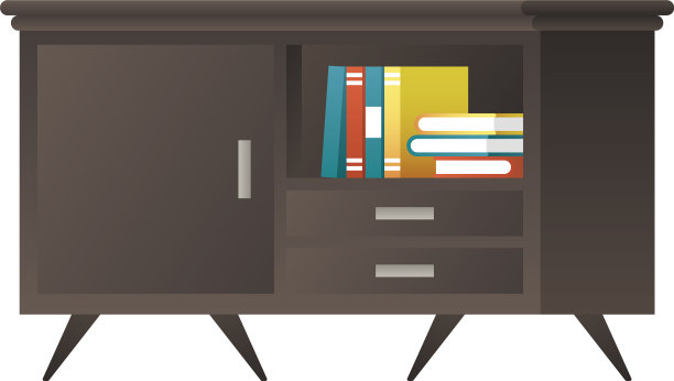 黑色的木制抽屉，里面有书籍和家具图片下载