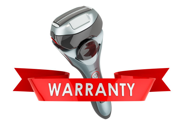 电动剃须刀保修理念。3D渲染孤立的白色背景图片下载