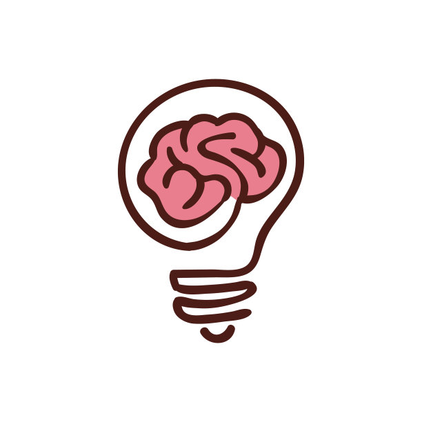 脑在灯泡在一条线风格的标志图片下载