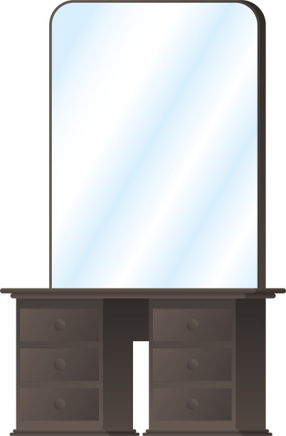 木制梳妆台与镜子家具图片下载