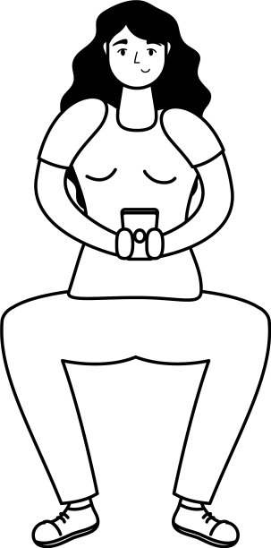 年轻女子使用智能手机技术字符图片下载