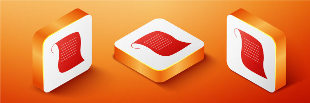 等距纸滚动图标隔离在橙色图片下载