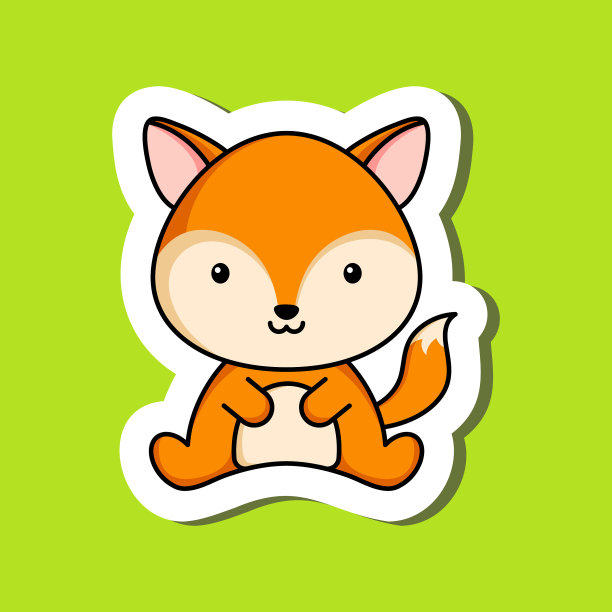 可爱的卡通贴纸小狐狸标志模板图片下载