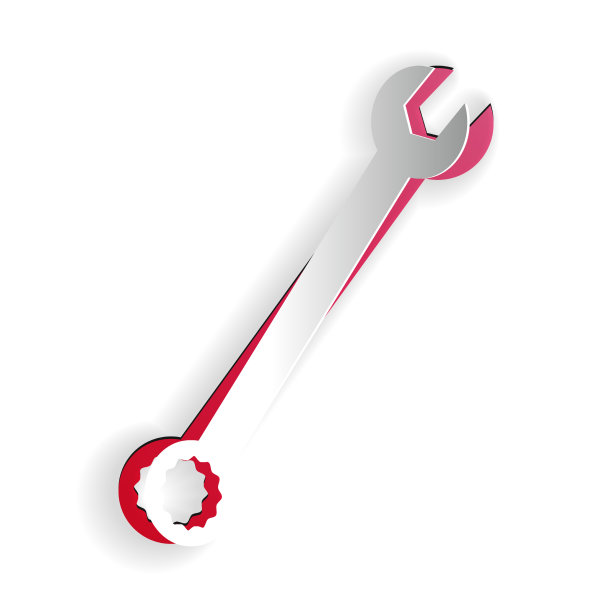 剪纸扳手图标隔离在白色图片下载