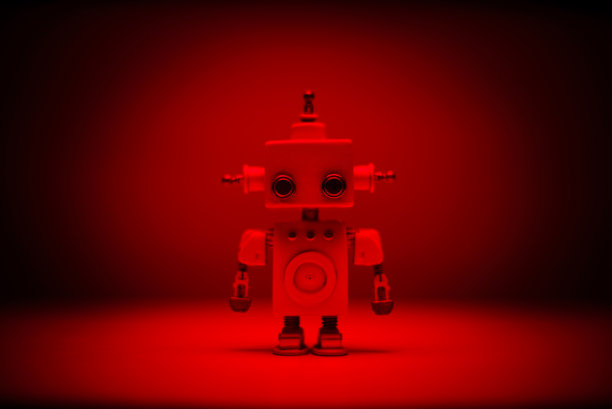 红灯下的手工机器人…图片下载