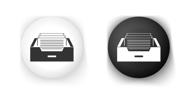 黑色和白色的抽屉与文件图标图片下载