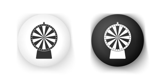 黑白幸运轮图标孤立在白色图片下载