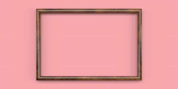 木质画框，空白薄框，以空空间作装饰之用。三维渲染图片下载