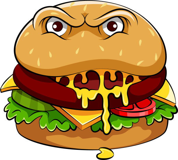 美味的大眼睛汉堡怪物图片下载