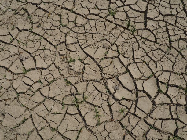 深裂缝的红色土地象征着炎热和干旱的气候图片下载