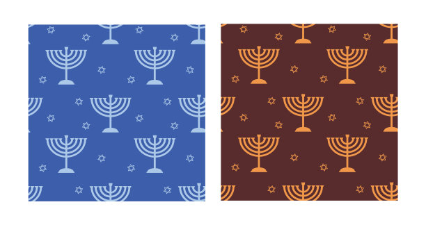 犹太节日光明节无缝模式图片下载