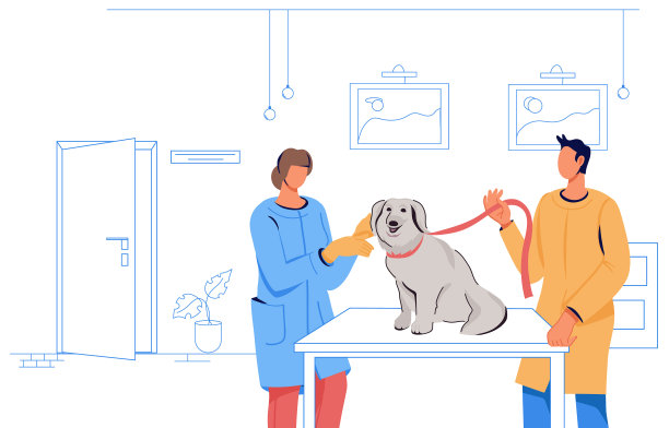 兽医为生病的狗做检查图片下载