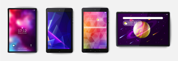 平板智能手机设置与彩色抽象图片下载