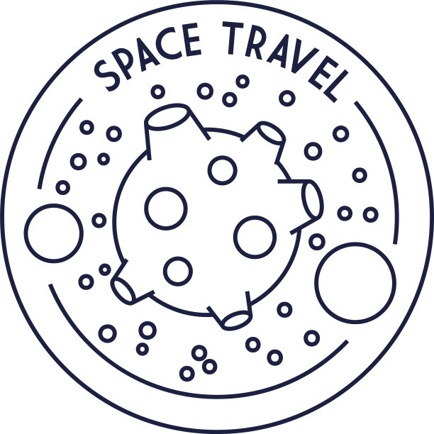 太空旅行徽章与火星行星线风格图片下载