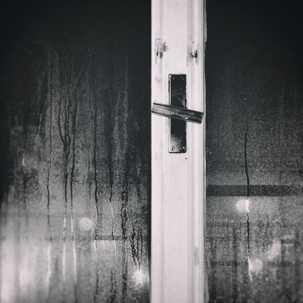 雨落在窗玻璃上，单色图片下载