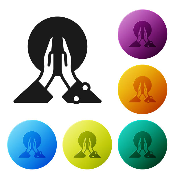 黑色冥想图标孤立在白色背景图片下载