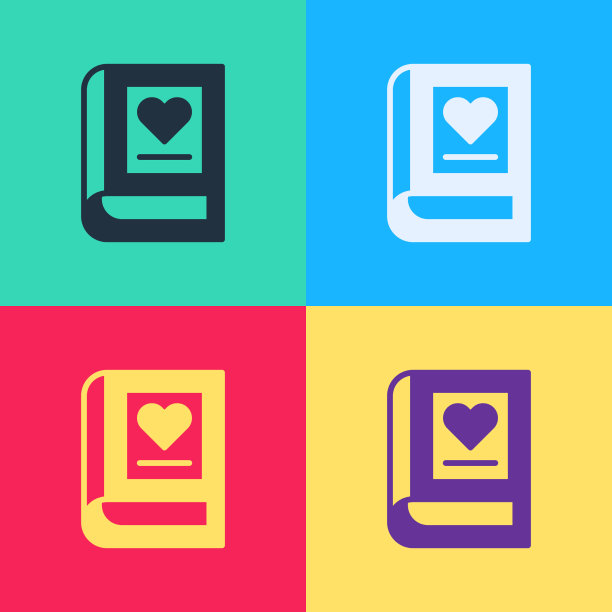 波普艺术医学书籍图标孤立的颜色图片下载