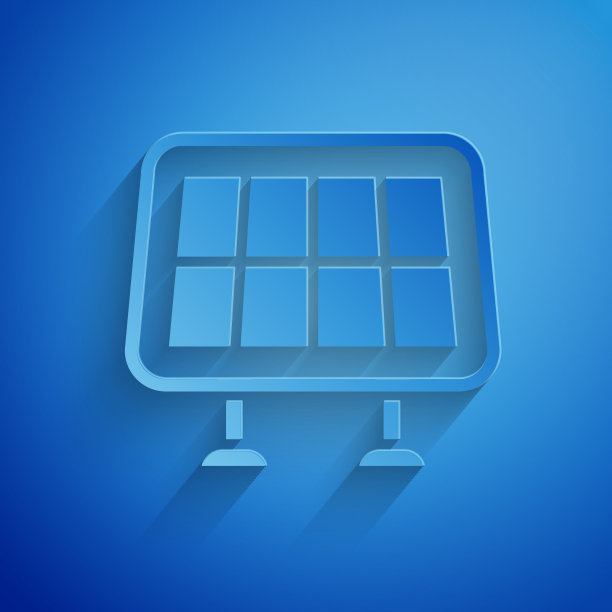 剪纸太阳能电池板图标孤立在蓝色图片下载