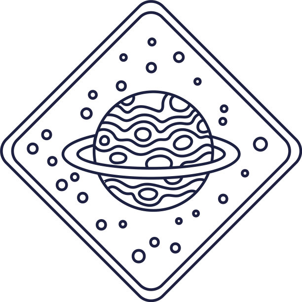 太空徽章与土星行星线风格图片下载
