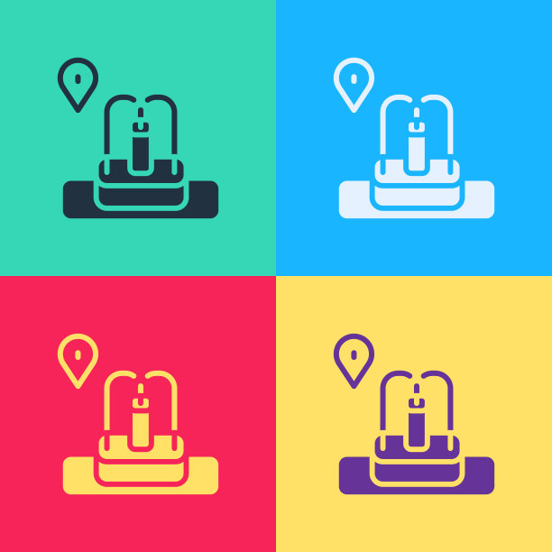 波普艺术位置与喷泉图标隔离图片下载