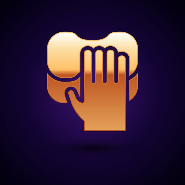 金色清洗服务图标隔离在黑色上图片下载