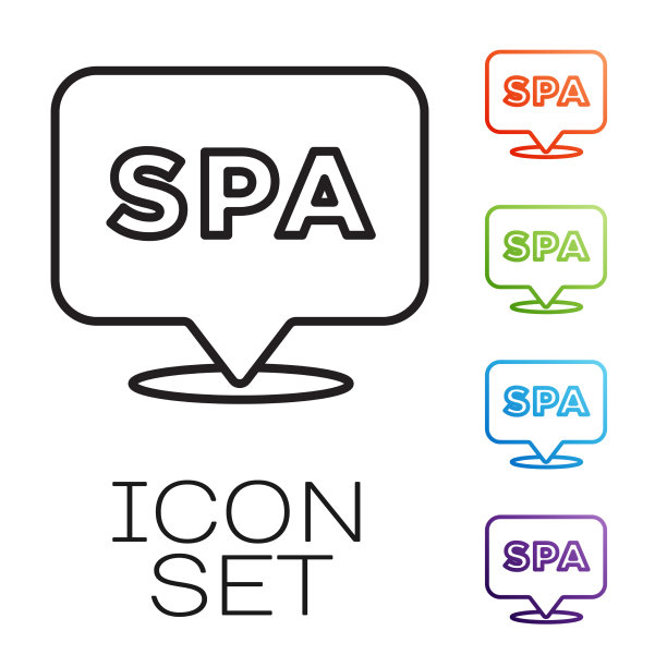 黑色线条水疗沙龙图标孤立在白色图片下载