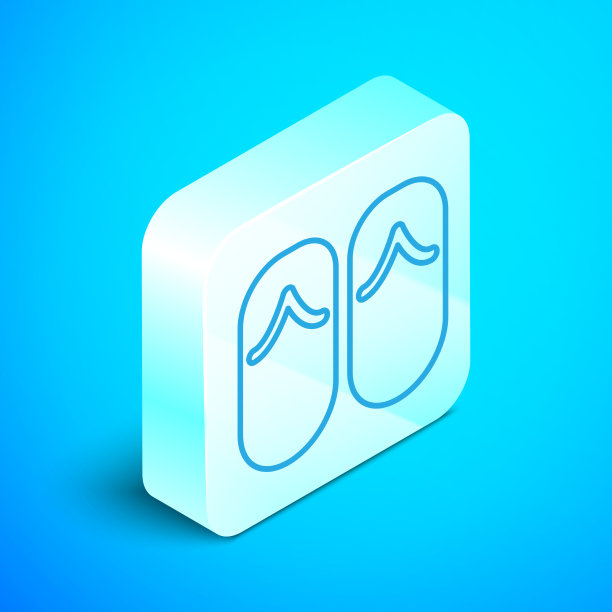 等距线flip flops图标孤立在蓝色图片下载