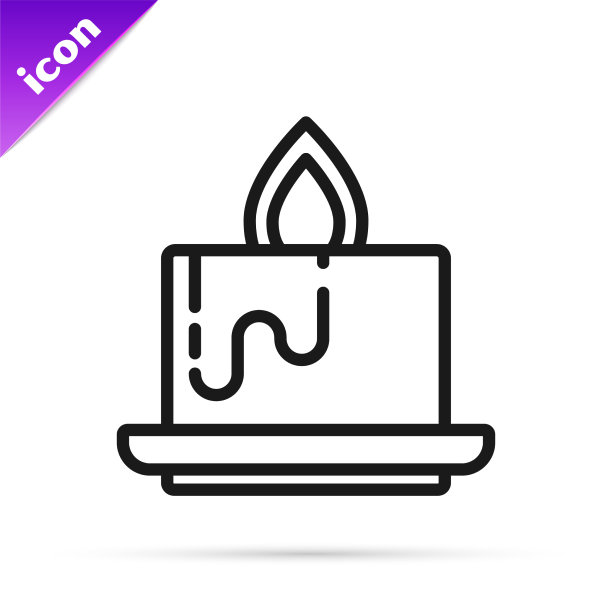 黑线香烛图标孤立在白色上图片下载