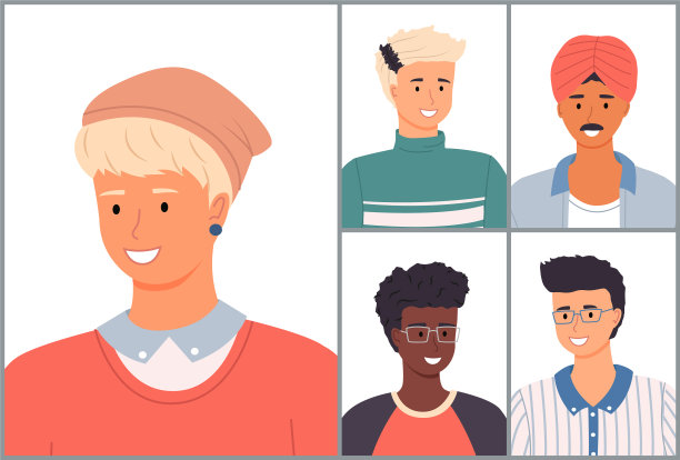 以积极的平面设计风格设置角色图片下载