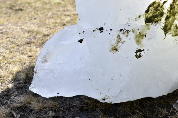 春天，花园中白色融化的冰特写图片下载