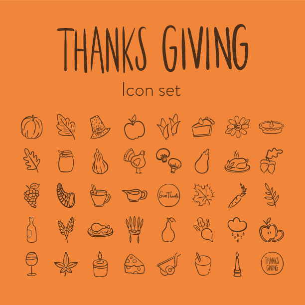 捆绑40个感恩节设置图标图片下载