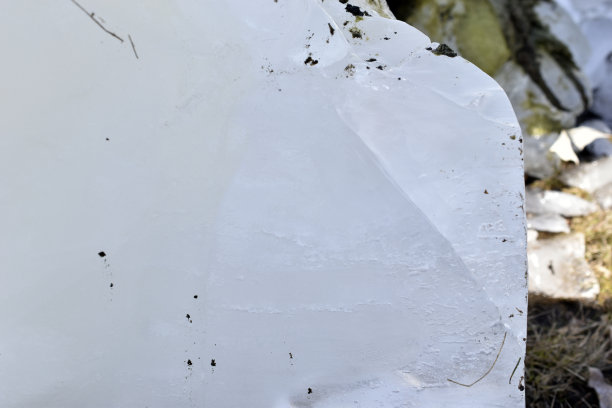 春天，花园中白色融化的冰特写图片下载