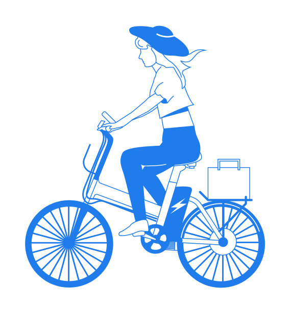 时尚女子骑电动车孤立上图片下载