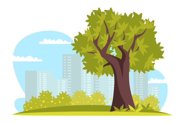 美丽的夏季城市公园与城市景观图片下载