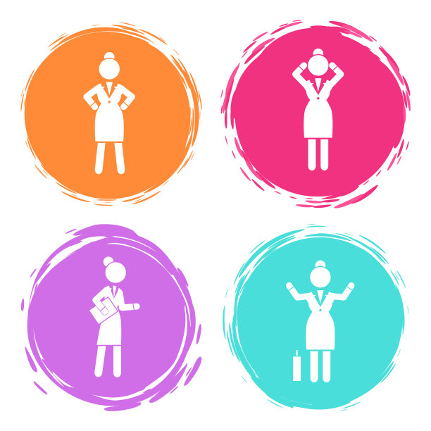 设置商务女性白色轮廓图标图片下载