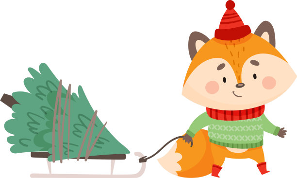 橙色狐狸作为圣诞人物在温暖针织图片下载