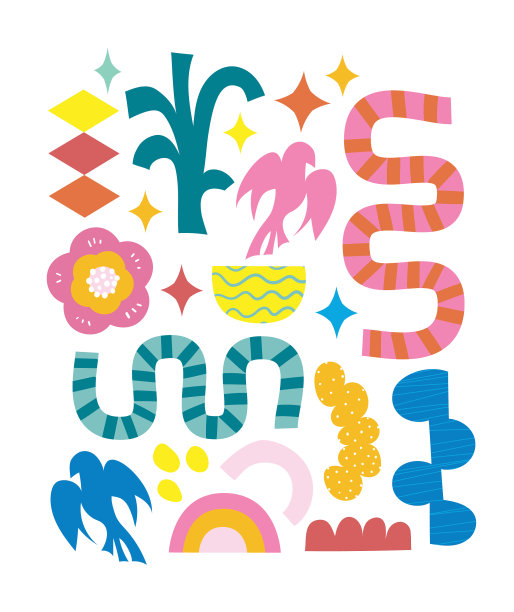 现代抽象造型拼贴海报模板图片下载