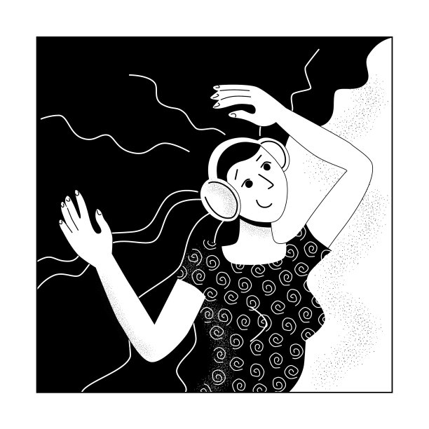 年轻女子戴着耳机听音乐图片下载