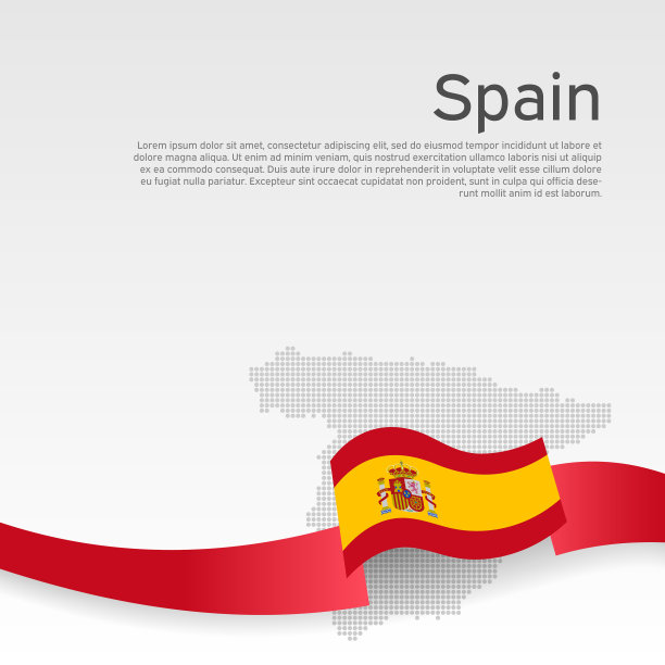 西班牙波浪旗和马赛克地图上的白色图片下载
