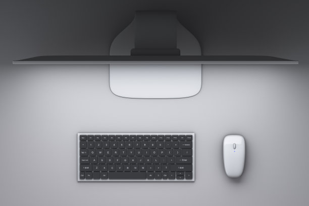 台式电脑，无线键盘和鼠标。从以上观点。自由的话题。图片下载