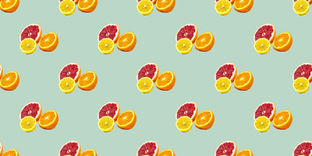 柠檬，橙子和葡萄柚无缝图案图片下载
