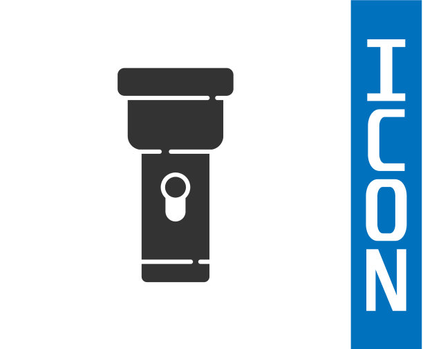 灰色手电筒图标孤立在白色背景图片下载