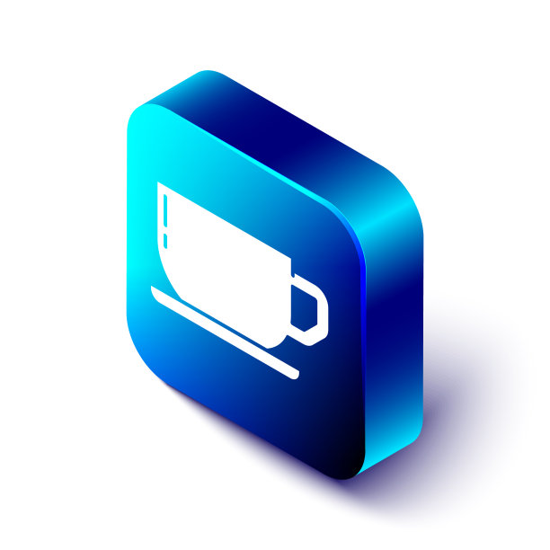 等距咖啡杯图标孤立在白色图片下载