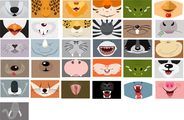 动物的嘴设置在白色背景上图片下载