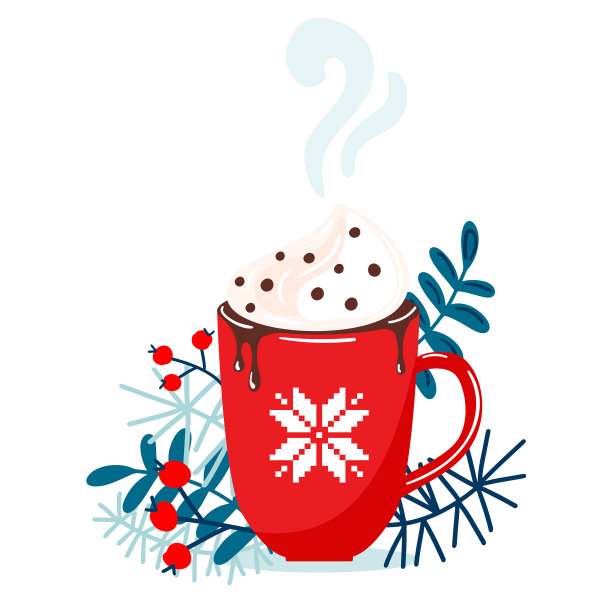 红色马克杯配圣诞热巧克力或咖啡图片下载